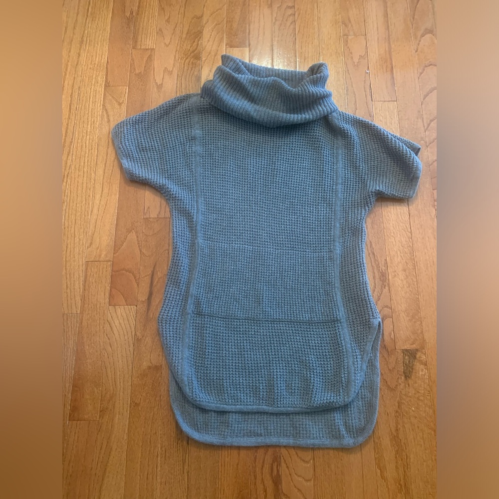 UGG Shelby Gray Waffle Knit Hi Lo Cowl Neck Tunic Sweater Size S Short Sleeve